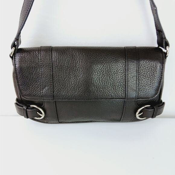 Ann Taylor Loft Genuine Pebbled Leather Y2K Small Shoulder Top Handle Bag Brown - Picture 4 of 7